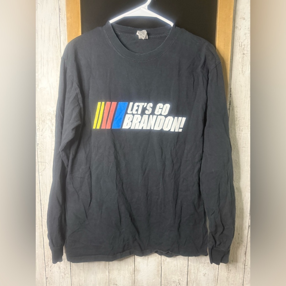 Men’s Medium Black Let’s go Brandon long sleeve T shirt
